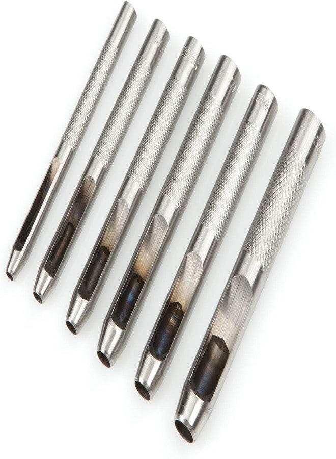 Inditrust مجموعة أدوات ثقب الجلد المجوف شديدة التحمل من إنديترست، 6 قطع - أداة قطع ثقوب دائرية (3 مم - 8 مم) للأحزمة والجلد والمطاط والقماش والحشيات - طقم أدوات ثقب يدوية - Image 1